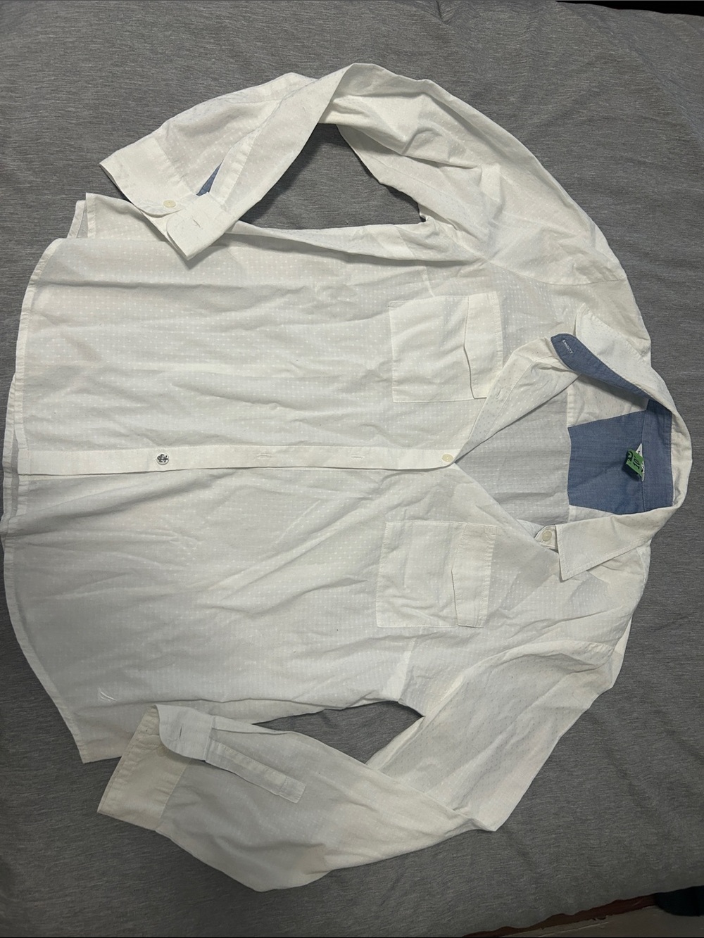 Nautica White Long-Sleeve Casual Button-Down Shirt